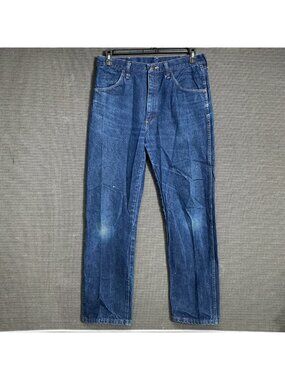Rustler Mens Size 34x32 Blue Straight-Leg Denim Jeans Dark washed